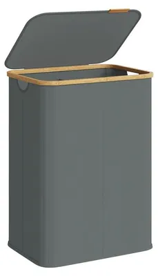 Obrázok produktu pre Košík na prádlo s vekom, objem 140 litrov, vyrobený z materiálu Oxford, farba sivá, rozmer 38,5 x 52 x 70,5 cm