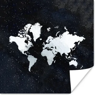 Produktbild von MuchoWow® Poster Weltkarte - Sternenhimmel - Weiß 50x50 cm - Wohnzimmerdekoration