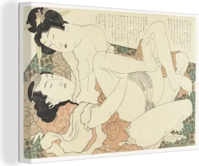 Zdjęcie produktu dla OneMillionCanvasses® - Obrazy na płótnie - 150x100 cm, Kochankowie - Obraz Katsushika Hokusai, grafika ścienna, dekoracja ścienna
