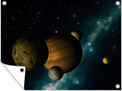 Produktbild von MuchoWow® 40x30 cm Outdoor-Poster Gartendeko Sichtschutz Garten Poster für den Garten  Planeten - Sterne - Mond
