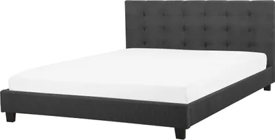 Produktbild von BELIANI Wasserbett dunkelgrau, Doppelbett 180 x 200 cm, mit gepolsterten Rahmen und Knopfverzierung