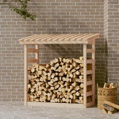 Immagine prodotto di Porta legna da ardere 108x64x110 cm - Carrello per legna - Porta legna - Qualità robusta - Design rustico per esterni