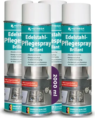 Produktbild von HOTREGA Edelstahl Pflegespray Brillant 500 ml - Edelstahlreiniger, Edelstahlpflege, Edelstahl Pflege Reiniger