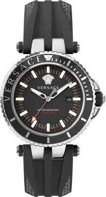 Produktbild von Versace VEAK00118 V-Race Diver silber schwarz Kautschuk Armband Uhr Herren NEU