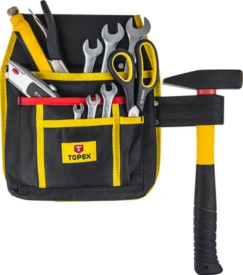 Image de TOPEX Sacoche pour outils, ceinture pour monteur, 4 compartiments, support pour marteau