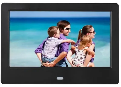 Obrázek produktu pro Digitální fotorámeček – displej 17,8 cm – rozlišení 1024 × 600 HD – přehrávání videa – externí paměť – včetně napájecího adaptéru – černý