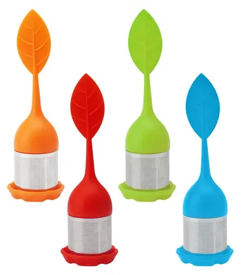 4er Set Tee-Eier aus Edelstahl & Silikon – Teesieb mit Deckel
