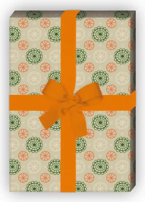 Produktbild von Schickes Geschenkpapier mit abstraktem Batik Blumen Muster, grün - G8304, 32 x 48cm