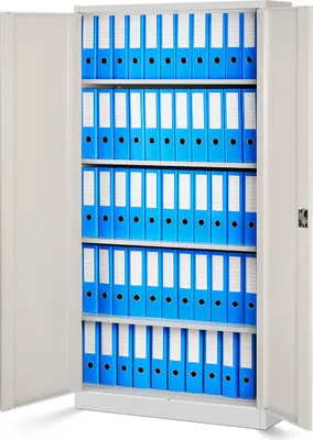 Produktbild von 2er Set Aktenschrank C001 Metallschrank Stahlschrank Werkzeugschrank Büroschrank Lagerschrank Universalschrank Pulverbeschichtung Flügeltüren 185 cm x 90 cm x 40 cm (weiß/holzoptik)