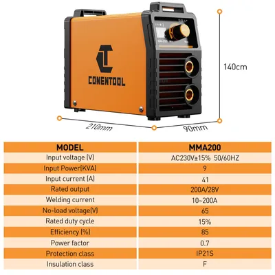 Imagen del producto de Soldador portátil – Inversor MMA de 200A – 220V – Ligero – Ideal para reparación de automóviles