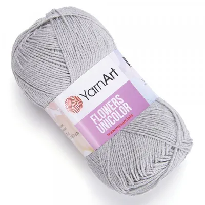 Produktbild von YarnArt Flowers Unicolor 741 Hellgrau – Weiche, Hochwertige Baumwollmischung, 250g
