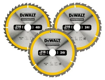 Image de Coffret plastique de 3 lames Ø 216mm Carbure Construction DEWALT DT1962-QZ pour scie circulaire stationnaires