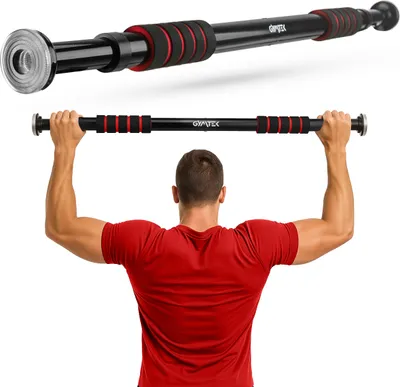 Obrázok produktu pre Gymtek® príťahová tyč na zárubne - od 63 do 100 cm - príťahová tyč, vnútorná horizontálna tyč, upínacia tyč na príťahy - domáca posilňovňa, fitness, silový tréning