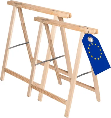 Produktbild von MODO24 Holzbock, 2er Set, Klappbock, Arbeitsbock, Sägebock, Tapezierbock, Klappbar, Massivholz Kiefer, Belastbar, Stabil, 73x73x44 cm, Natur, SDKM