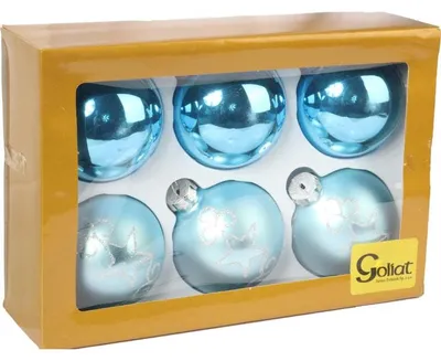 Image de Lot de 6 boules de Noël en verre bleu