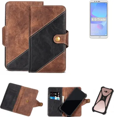Produktbild von K-S-Trade Handy Hülle Schutz Hülle Schutzhülle Bookstyle Case kompatibel mit Huawei Y6 Prime 2018 Handy Cover Hülle Schutztasche 1x