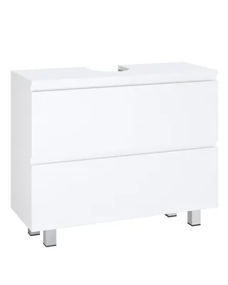 Produktbild von AODEMOKO Waschbeckenunterschrank, Badezimmerschrank mit 2 Große Schubladen, Unterschrank Waschbecken mit Füßen, 80 x 30 x 61 cm, Weiß