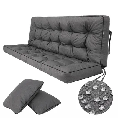 Produktbild von HobbyGarden Schaukelauflage Pola 180 cm – große Auflage für Schaukel & Bank, 8–10 cm dick, pflegeleicht, inkl. 2 Kissen