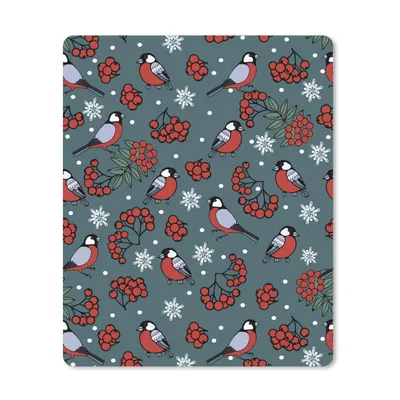 Produktbild von MuchoWow® Mauspad Mousepad Vogel - Weihnachten - Schnee - Beere - Muster 30x40 cm - Mousepads - Maus Mat - Pad - Mausunterlage - Mausmatten