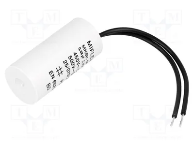 Zdjęcie produktu dla 1 x Kondensator: do silników, napięcie robocze 450V, pojemność 0,68uF, wymiary Ø20x42mm, tolerancja 10%, I150V468K-G1