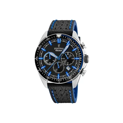 Produktbild von FESTINA F20377/3 Uhr Herrenuhr Lederarmband Chrono Datum Schwarz