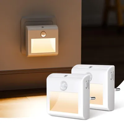 Obrázek produktu pro 2 kusy LED nočních lampiček s pohybovým senzorem a senzorem soumraku