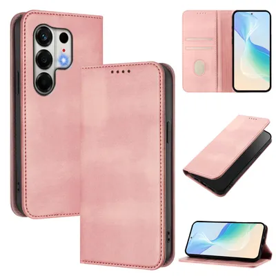 Obrázek produktu pro Pouzdro pro Tecno Camon 50 4G, vintage kožené pouzdro s RFID ochranou, přihrádkami na karty, stojánkem Růžový