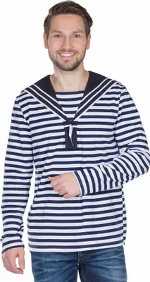 Produktbild von Matrosenhemd Ringel blau/weiß Seemann Karneval Fasching Kostüm 48-58