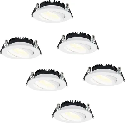 Produktbild von hoftronic LED Einbaustrahler 6W 430lm IP44 Dimmbar Weiß Rund Schwenkbar