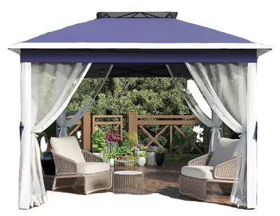 Image de Tente de jardin, toit imperméable, montage facile, 335x335 cm