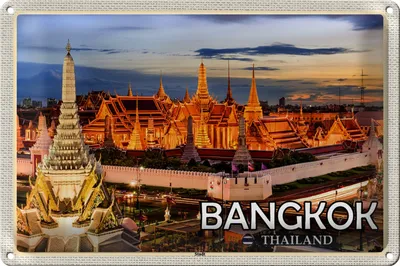Produktbild von Blechschild Reise 40x30cm Bangkok Thailand Tempel Sonnenuntergang
