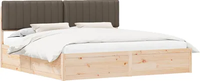 Produktbild von vidaXL Bettgestell mit gepolstertem Kopfteil Taupe 200 x 200 cm