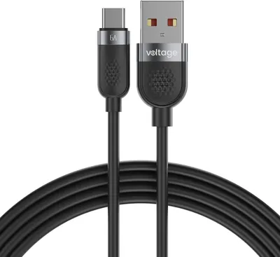 Produktbild von Voltage USB-A-auf-USB-C-Silikonkabel, 66 W PD, 1 m, Schwarz