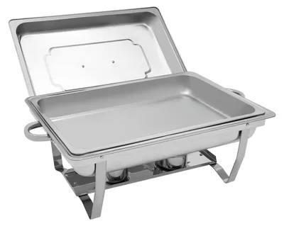 Produktbild von Chafing Dish - Buffetwärmer Speisenwärmer - Rechteckig 9L - Edelstahl - Mit Brennerhaltern - Freistehend - Silber