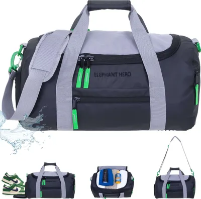 Produktbild von Sporttasche klein Jungen Elephant Hero Signature Tasche Gym Freizeit Schuhfach 42 cm 18 L Schule bag Kindertasche 13046 Color Block Grau Grün