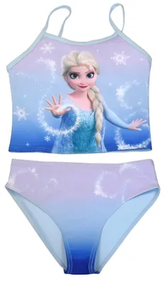 Produktbild von Disney Die Eiskönigin Tankini Badeanzug für Mädchen - Elsa Frozen Kinder Zweiteiler Schwimmanzug Blau 110-116