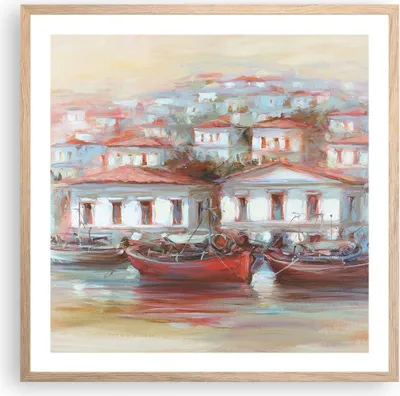 Produktbild von Gerahmtes Poster - Rahmen in heller Eiche - Bild Segelboot Hafen - 60x60 cm - Wand Bild - Wanddeko - Wandbilder - Kunstposter - Wandposter - Bilderrahmen - Bilder - Kunstdruck - P2NAC60x60-4937