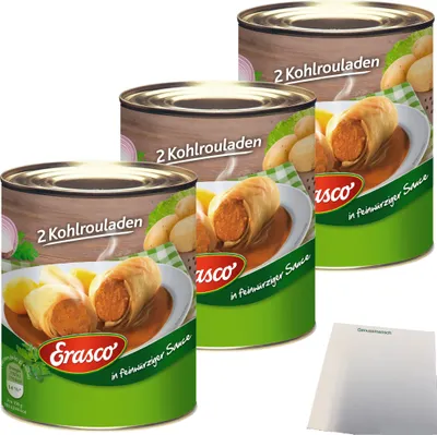 Produktbild von Erasco 6 Kohlrouladen in Herzhafter Sauce 3er Pack (3x800g Dose) + usy Block