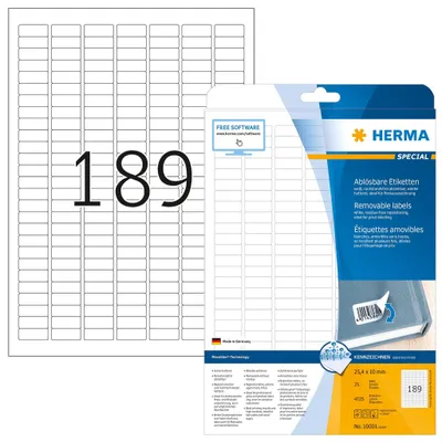 Produktbild von Etiketten A4 weiß 25,4x10 mm Movables/ablösbar Papier matt 4725 St.