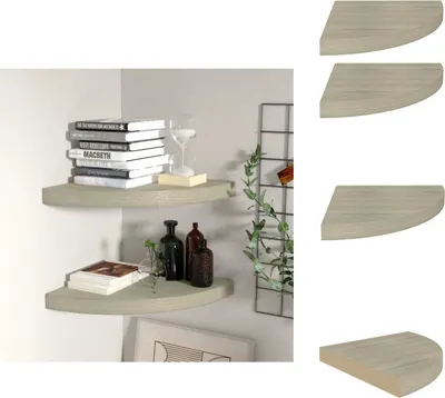 Obrázok produktu pre vidaXL Rohové plávajúce police 2 ks. Dubový vzhľad 35x35x3,8 cm MDF - Nástenné police