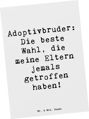 Produktbild von Mr. & Mrs. Panda Postkarte Spruch Adoptivbruder Liebe - Weiß - Geschenk, Grußkarte, Weihnachten, Familienverbindung, Postkarten, Freude, Handarbeit, Fotokarte, Beziehung