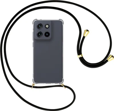 Produktbild von Handykette Backcover-Schutzhülle mit Band (Metall goldfarben) für Motorola Moto G Stylus 5G (2025) - schwarz