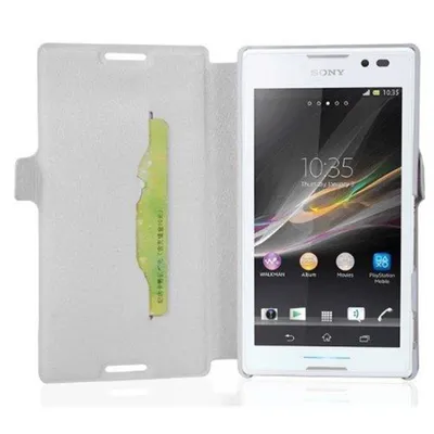 Obrázek produktu pro Cadorabo ochranné pouzdro pro Sony Xperia C kryt v bílé barvě pouzdro na mobilní telefon kryt pouzdro se slotem na kartu kryt pouzdro