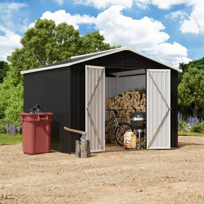 Produktbild von Gerätehaus mit Pultdach 250 x 248 x 194 cm Metall Schwarz