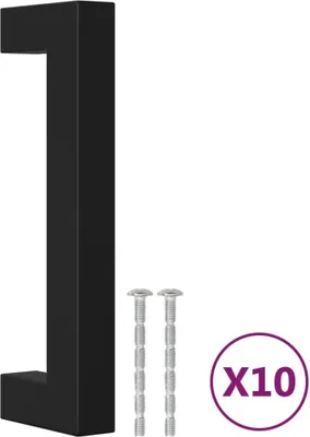 Image de Poignées d'armoire 10 pcs noir 96 mm acier inoxydable