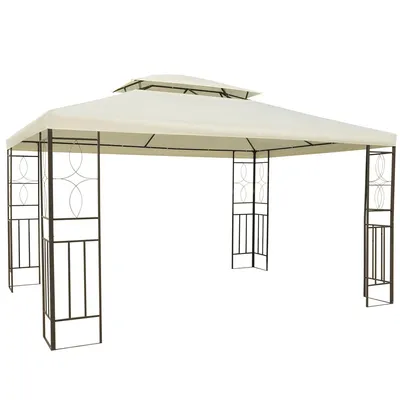 Zdjęcie produktu dla Pawilon ogrodowy - Pokój ogrodowy - Kąt wypoczynkowy w ogrodzie - Pergola ogrodowa - Namiot ogrodowy - Biały - 3 x 4 metry - Dach z poliestru odpornego na promieniowanie UV