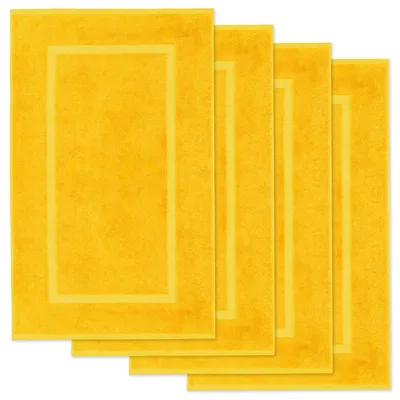 Zdjęcie produktu dla Zestaw 4 sztuk mat do łazienki Lavea®, wymiar 50x80 cm, dywanik łazienkowy wykonany w 100% z bawełny, gramatura 800 g/m², bardzo chłonny, można prać, mata podłogowa, model Elena – kolor żółty (kolor rapsu)