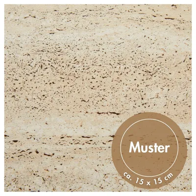 Selbstklebender PVC-Boden in Marmor-Beige als Mustergröße mit einer Abmessung von 15 x 15 cm 