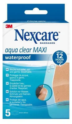 Produktbild von Nexcare™ Pflaster Aqua Clear MAXI Waterproof N1205DMN beige 6,0 x 8,8 cm, 5 St.