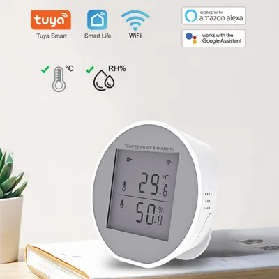 Zdjęcie produktu dla Tuya WiFi Czujnik temperatury i wilgotności Inteligentny higrotermograf z funkcją alarmu wysokiej i niskiej temperatury Kompatybilny z Alexa i Home
